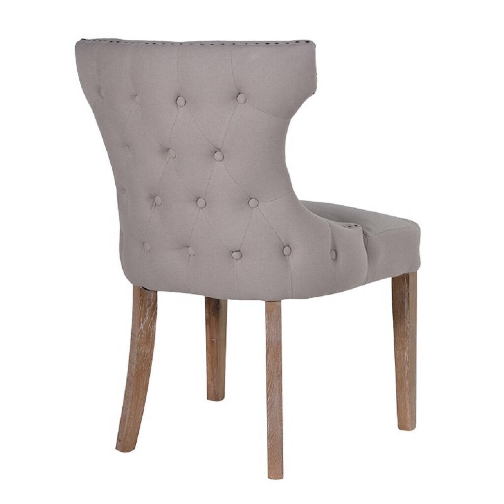 Taupe Linen Button Back Dining Chair By The Orchard