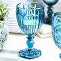 Midnight Blue Glass Wine Goblets, thumbnail 2 of 3