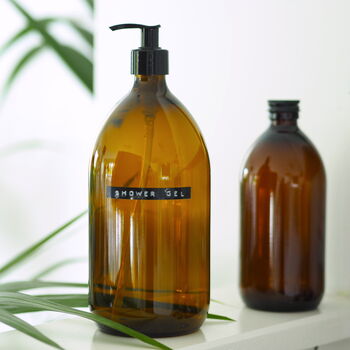 Refillable Amber Glass Bottle With Personalised Label, 5 of 11