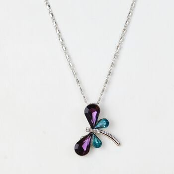 Colourful Crystal Dragonfly Pendant Necklace Gift For Her, 2 of 6