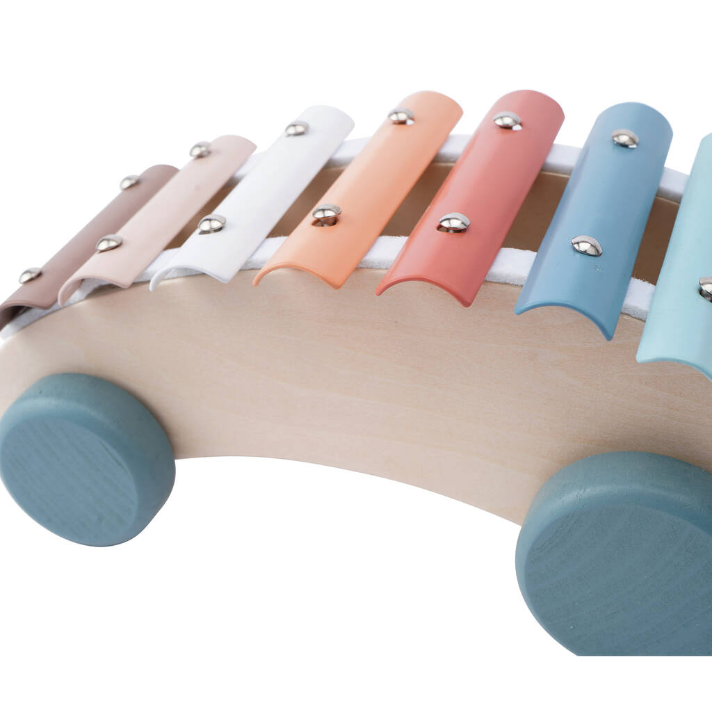 Personalised Little Tribe Pull Along Wooden Xylophone Car Musical Pull  Along Toy Musical Development and Creativity Education 1 Years 