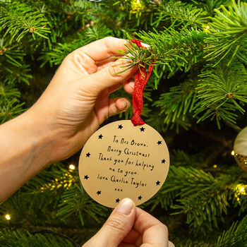 Personalised Message Gold Christmas Decoration, 2 of 7
