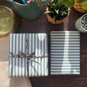 Green Wide Stripe Paper Fibre Wrapping/Patterned Paper Sheet, 3 of 7