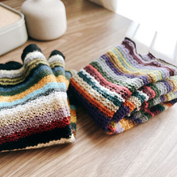 Crochet Knit Socks, Vintage Stripe Slipper Socks, 8 of 8