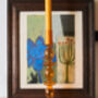 A Pair Of Amber Glass Candle Stick Holders, thumbnail 4 of 6