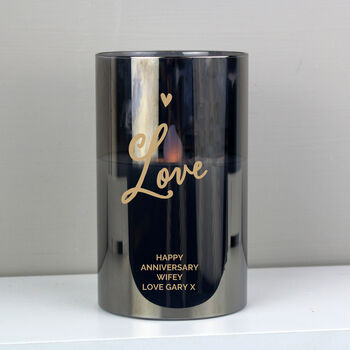 Personalised Love Smoked Glass LED Candle, 4 of 5