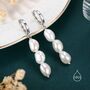 Sterling Silver Genuine Baroque Pearl Trio Huggie Hoop Earrings, thumbnail 4 of 12