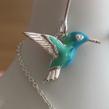 Personalised Solid Silver Hummingbird Pendant, 3 of 6