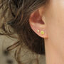 Yellow Crystal Stud Earrings In Gold Or Silver, thumbnail 3 of 12