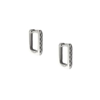 Sterling Silver Rectangular Hoop Earrings, 7 of 7