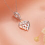 80th Years Necklace Silver Heart And Rose Gold Flower Pendant, thumbnail 1 of 5