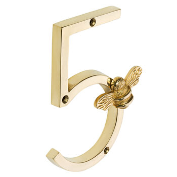 House Numbers With Bee In Brass Finish, 6 of 11