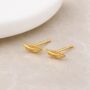 Small Gold Plated Sterling Silver Feather Stud Earrings, thumbnail 1 of 4