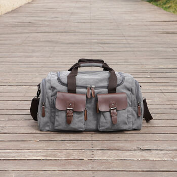 Canvas Holdall Duffel With Front Pockets, 5 of 11