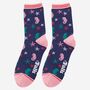 Womens Bamboo Socks Navy Pink Seahorse Starfish, thumbnail 1 of 4