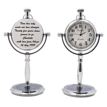 Personalised 25th Silver Anniversary Desk Clock Gift, 3 of 12