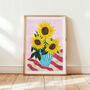 Colourful Sunflowers Still Life Print, thumbnail 1 of 9