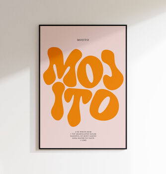 Mojito Print | Cocktail Poster | Wall Art | A5 A4 A3 | Bold | Typographic | Drink | Bar | Print | Groovy |, 7 of 8
