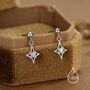 Sterling Silver Opal Star Drop Stud Earrings, thumbnail 7 of 12