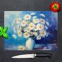 Sunlit Daisies In Blue Textured Glass Chopping Board, thumbnail 1 of 8