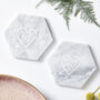 Couples Carved Heart Personalised Marble Coasters, thumbnail 1 of 3