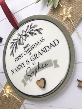 First Christmas As Grandparents Personalised Decoration, 2 of 3