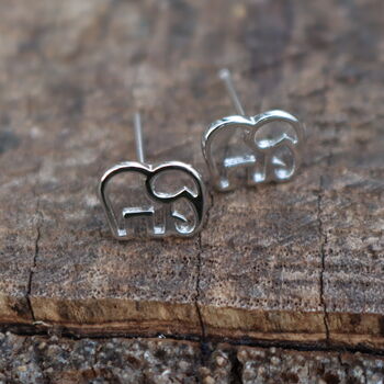 Elephant Earrings Animal Studs Silver Jewellery, 3 of 3