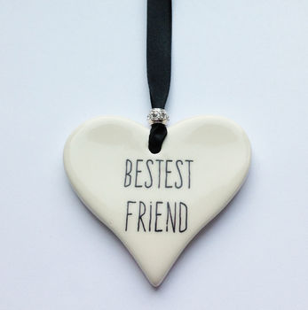 Bestest Friend Ceramic Hanging Heart, 3 of 8