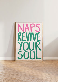 Naps Revive Your Soul Bedroom Wall Art Print, 4 of 10