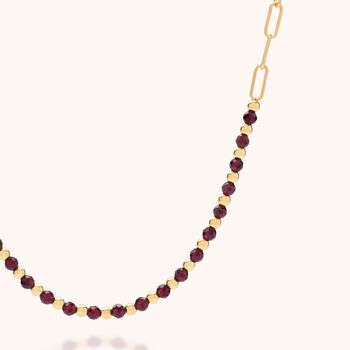 Gem Shine Garnet Necklace With Paperclip Chain, 4 of 7