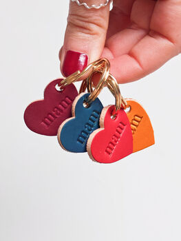 'Mam' Leather Heart Keyring, 5 of 5
