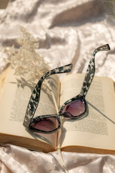 Grey Tortoise Shell Thick Diamond Frame Sunglasses, 12 of 12