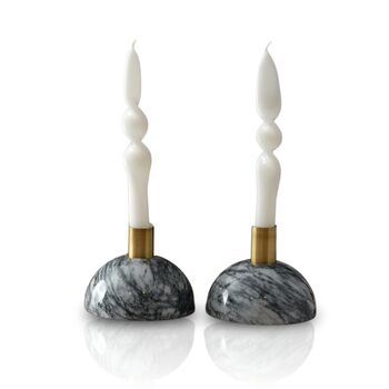 Handmade Half Moon Marble Candle Holders – Set Of Two, 2 of 2