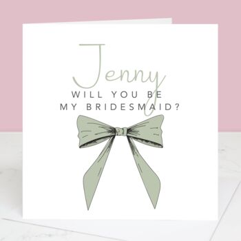 Will You Be My Bridesmaid Personalised Bow Card, 3 of 5