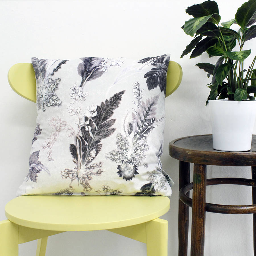 cool winter style botanical scatter cushion by gillian arnold
