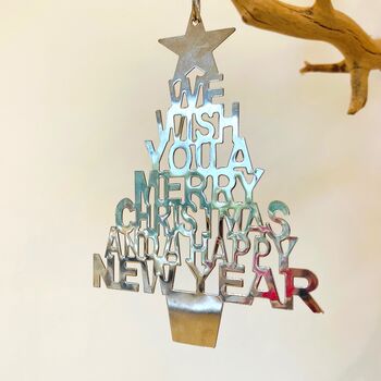 Silver Merry Christmas Decorative Hanging Sign, 2 of 7