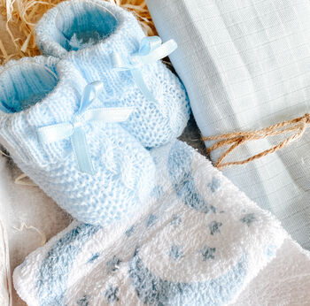 Blue Knitted Booties Baby Hamper, 3 of 4