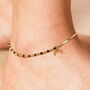 Stainless Steel Double Layer Moon Charm Beaded Anklet In Gold Plating, thumbnail 3 of 3
