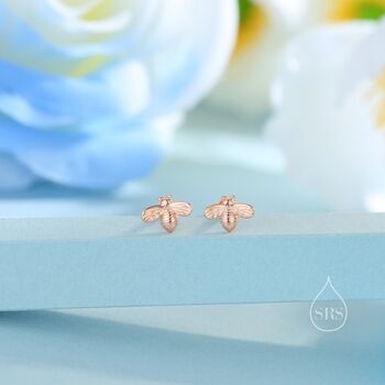Sterling Silver Tiny Bumble Bee Earrings, 2 of 12