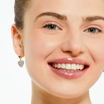 Light Blue Embellished Heart Drop Earrings, 2 of 2