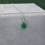 Sterling Silver Genuine Green Onyx Pear Necklace, thumbnail 3 of 11