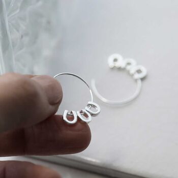 Sterling Silver Lucky Horseshoe Hoops, 4 of 8