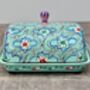 Handpainted Turquoise Butter Dish, thumbnail 4 of 5