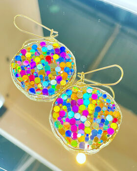 Super Sparkly Disco Earrings Hand Made Medium, 3 of 12