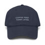 Coffee First Think Later. Cotton Embroidered Cap, thumbnail 9 of 12