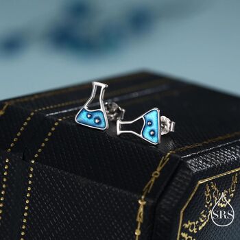 Sterling Silver Chemistry Flask Stud Earrings, 2 of 11