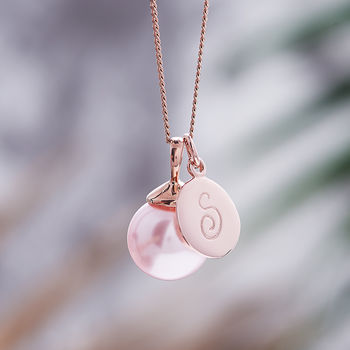 Rose Gold Vermeil Pearl Necklace With Monogram Charm, 2 of 11