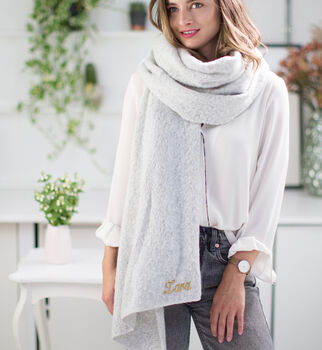 Personalised Soft Grey Blanket Scarf, 2 of 2