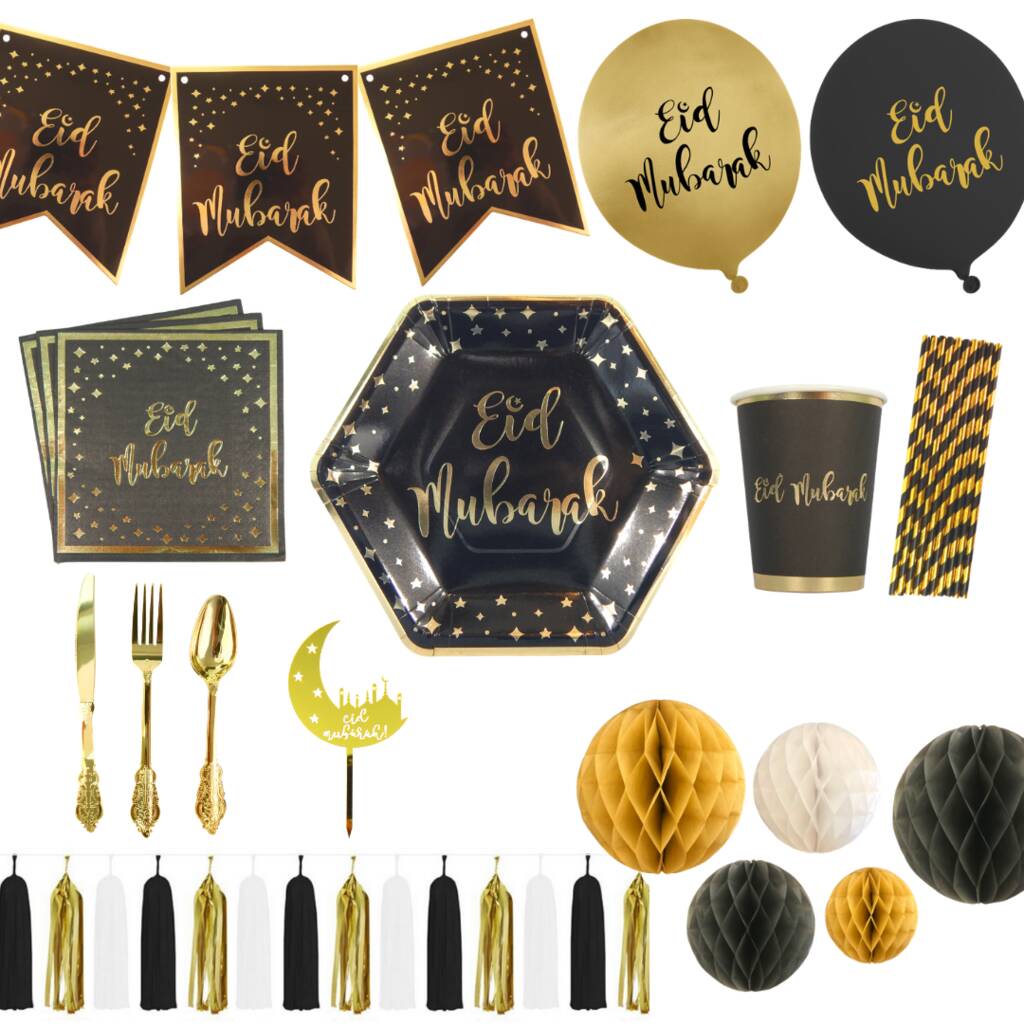 Black And Gold Eid Party In A Box Decorations, 1 of 11