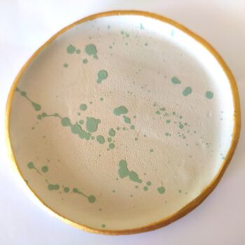 Handmade Green Paint Splatter Ring Dish, 3 of 10